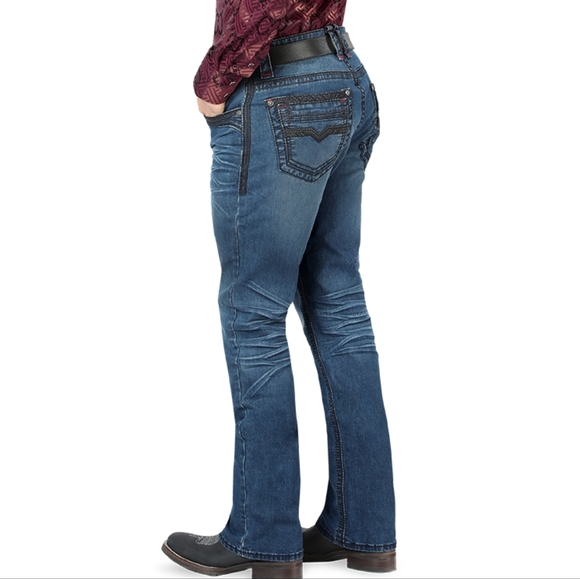 Cowboy Heavy Denim Bootcut Men's Jean's - Picture 4 of 5